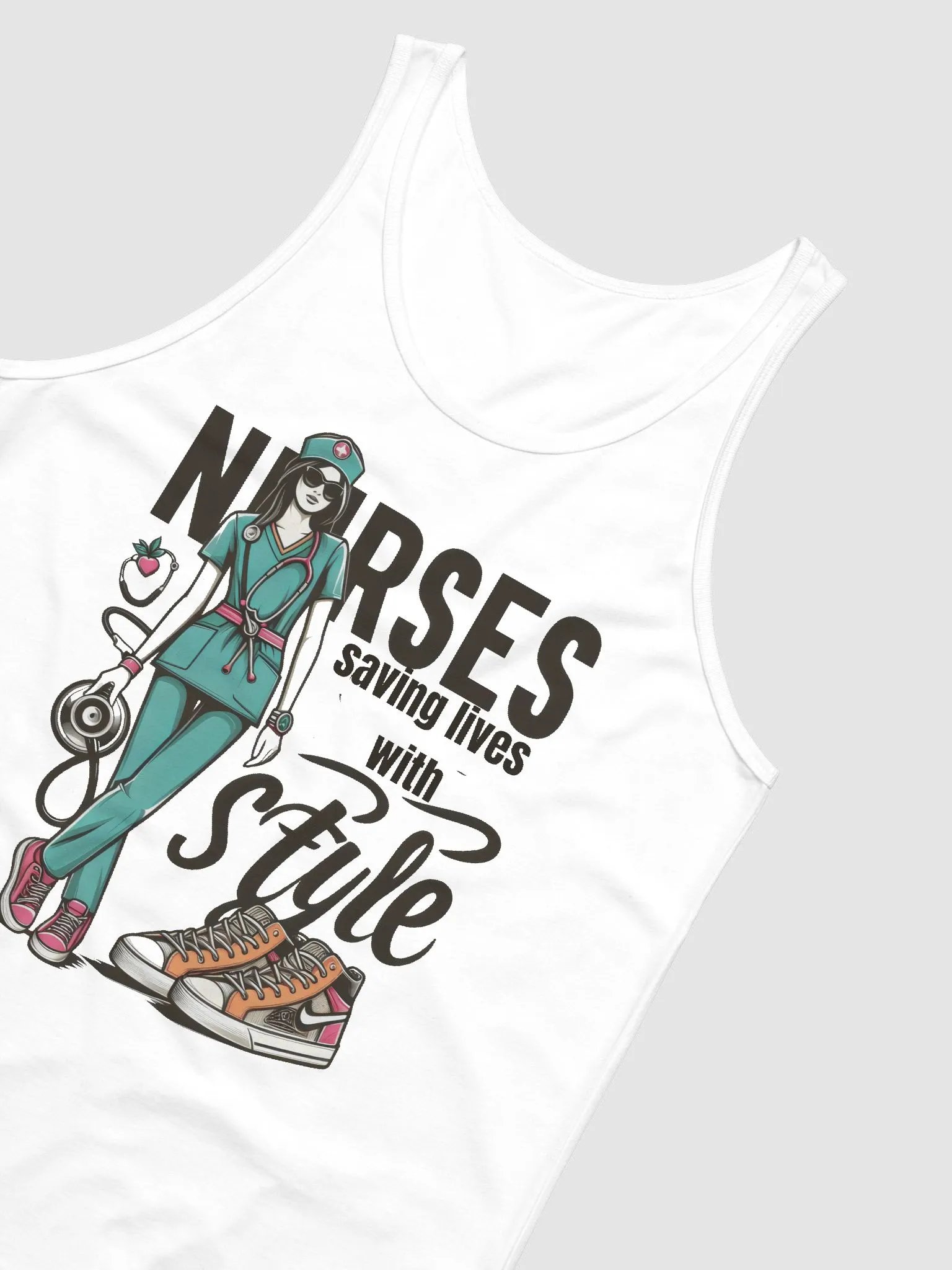 Health Professionals: Stylish Nurse Heartbeat Tank product image (13)