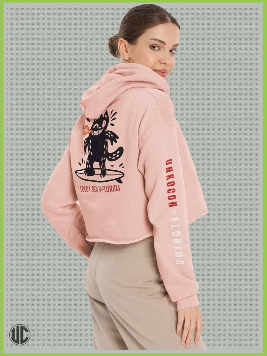 Cocoa Beach Crop Hoodie for Women – Cute Surf Graphic, Streetwear Fit, Soft Cotton Pullover product image (5)