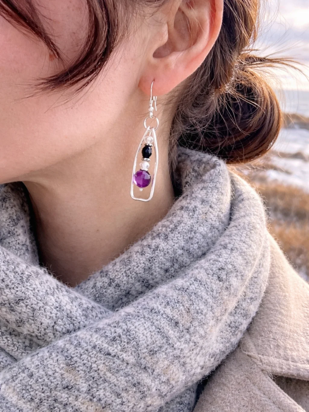 MFD-00303 | Stardust Over Sea Amethyst Earrings | Handmade Coastal Charm Jewelry by Monique Faella Designs™ product image (2)