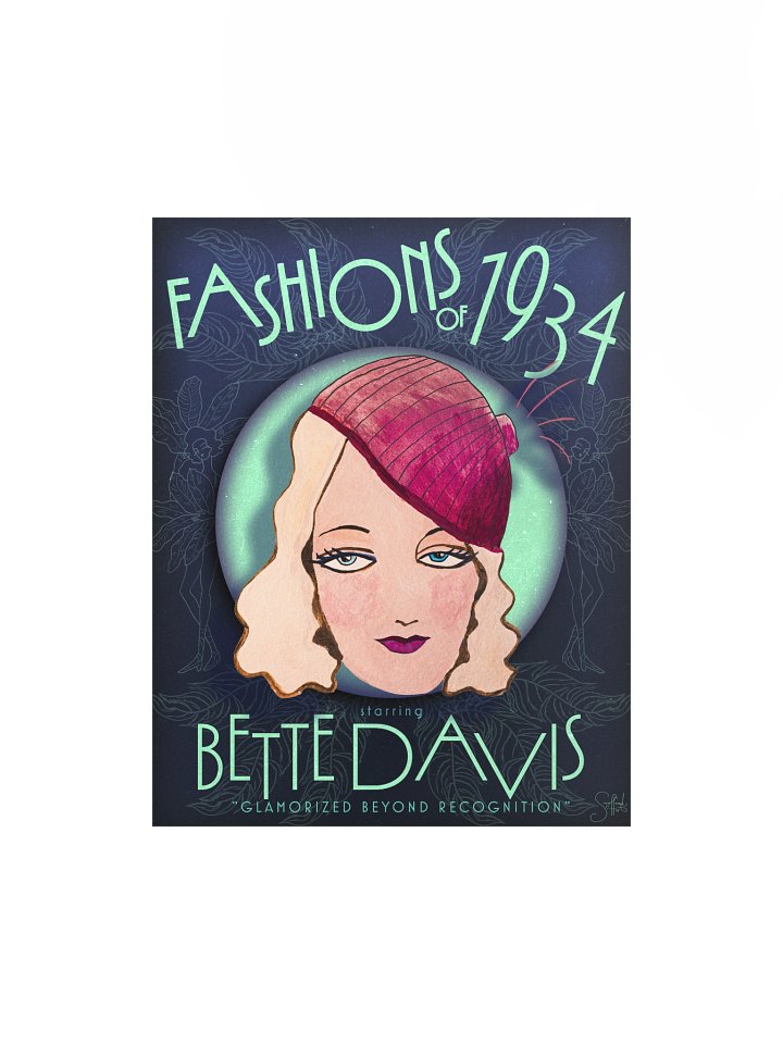 BETTE DAVIS Art Print – Glamorized Beyond Recognition Poster – Fashions of 1934 (11x14, 16×20) product image (1)