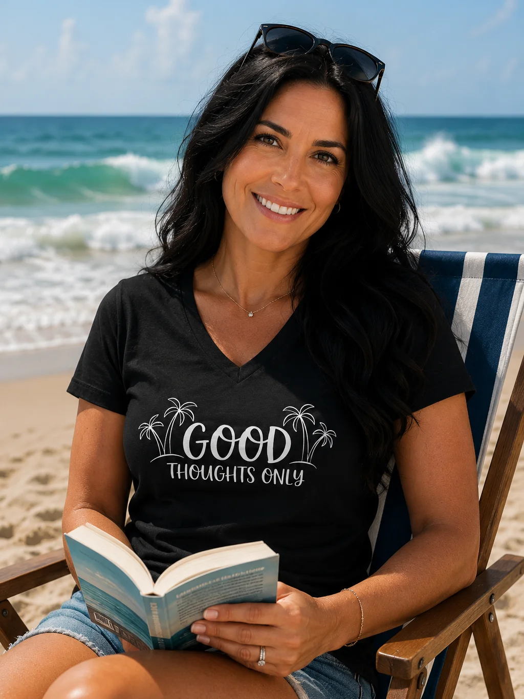 Good Thoughts Only Palm V-Neck Tee product image (1)