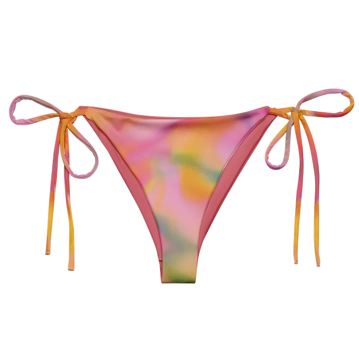 Recycled String Bikini Bottom "Sweet Pastel Tie Dye in Orange Light Pink" product image (2)