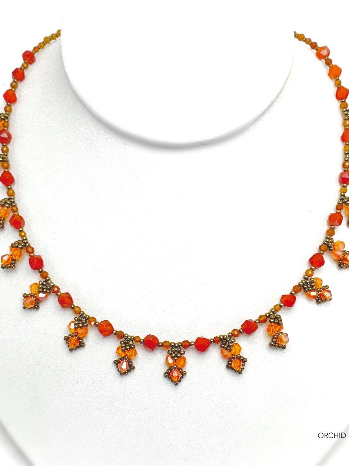 Autumn Woods Carnelian and Garnet Beaded Necklace - Orange/Brass product image (1)