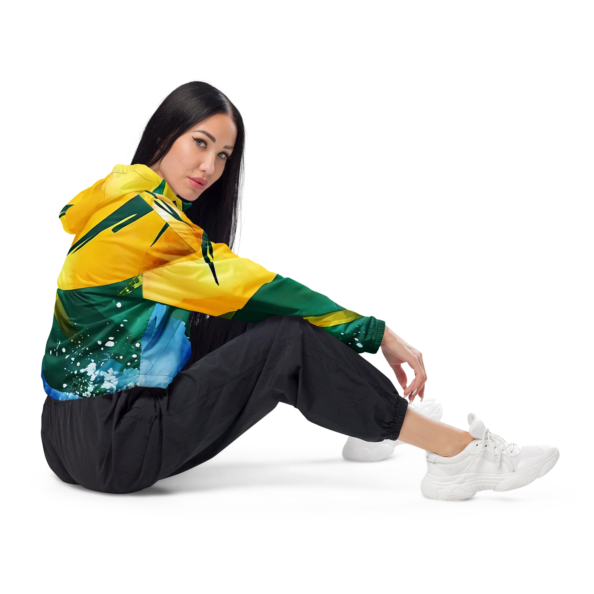 Abstract Diplomat Print - Sport SVG - Caribbean Apples | Women's Cropped Windbreaker product image (5)