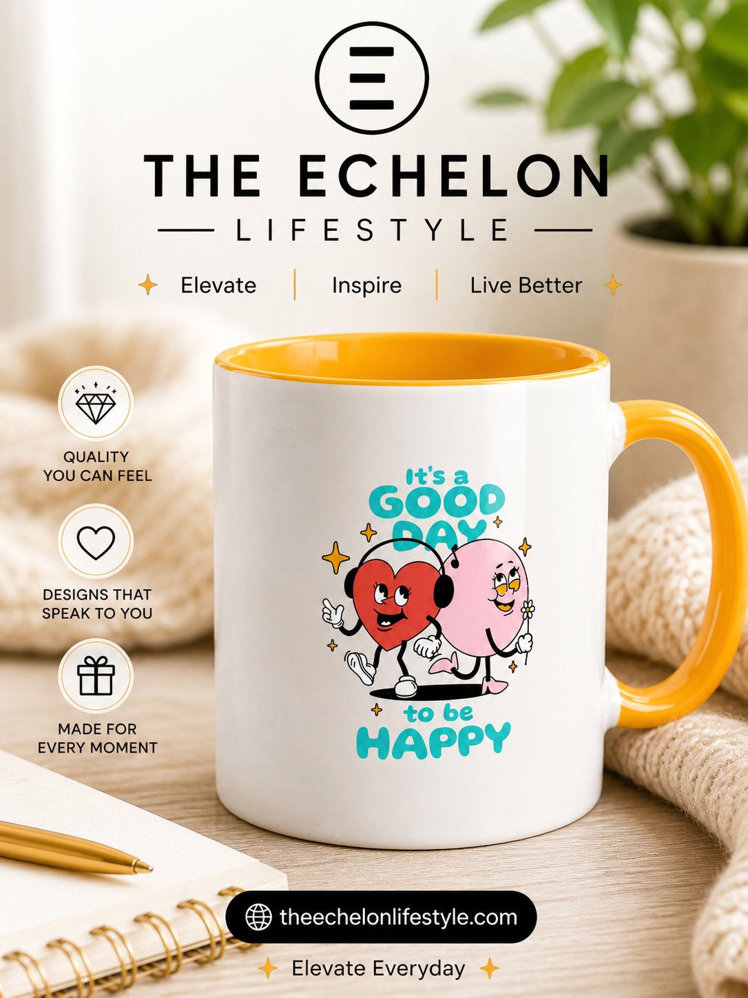 Happy Hearts Ceramic Mug - A Happy Good Day product image (1)