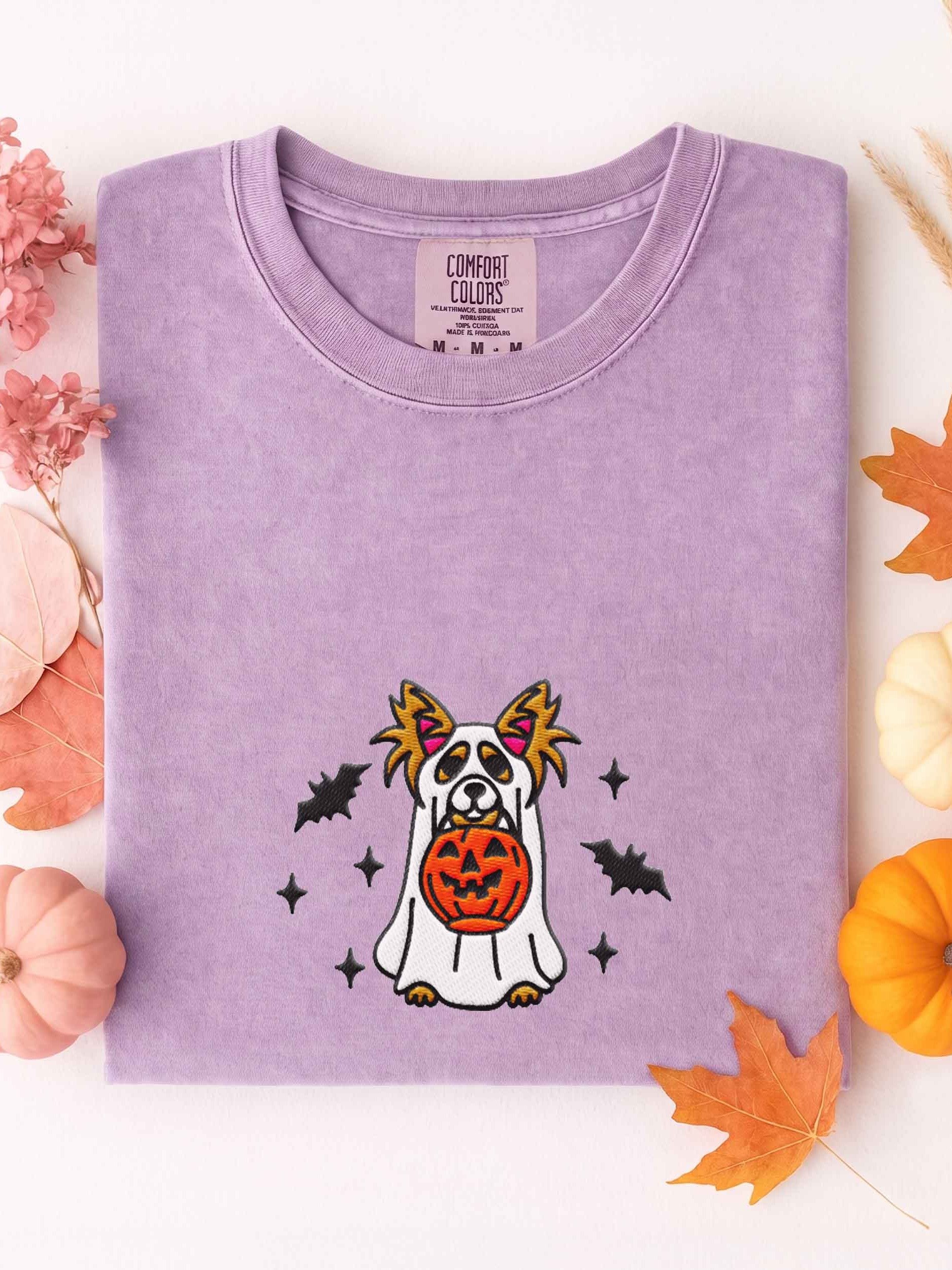 Halloween Longhaired Chihuahua(Brown) Embroidered T-Shirt product image (1)