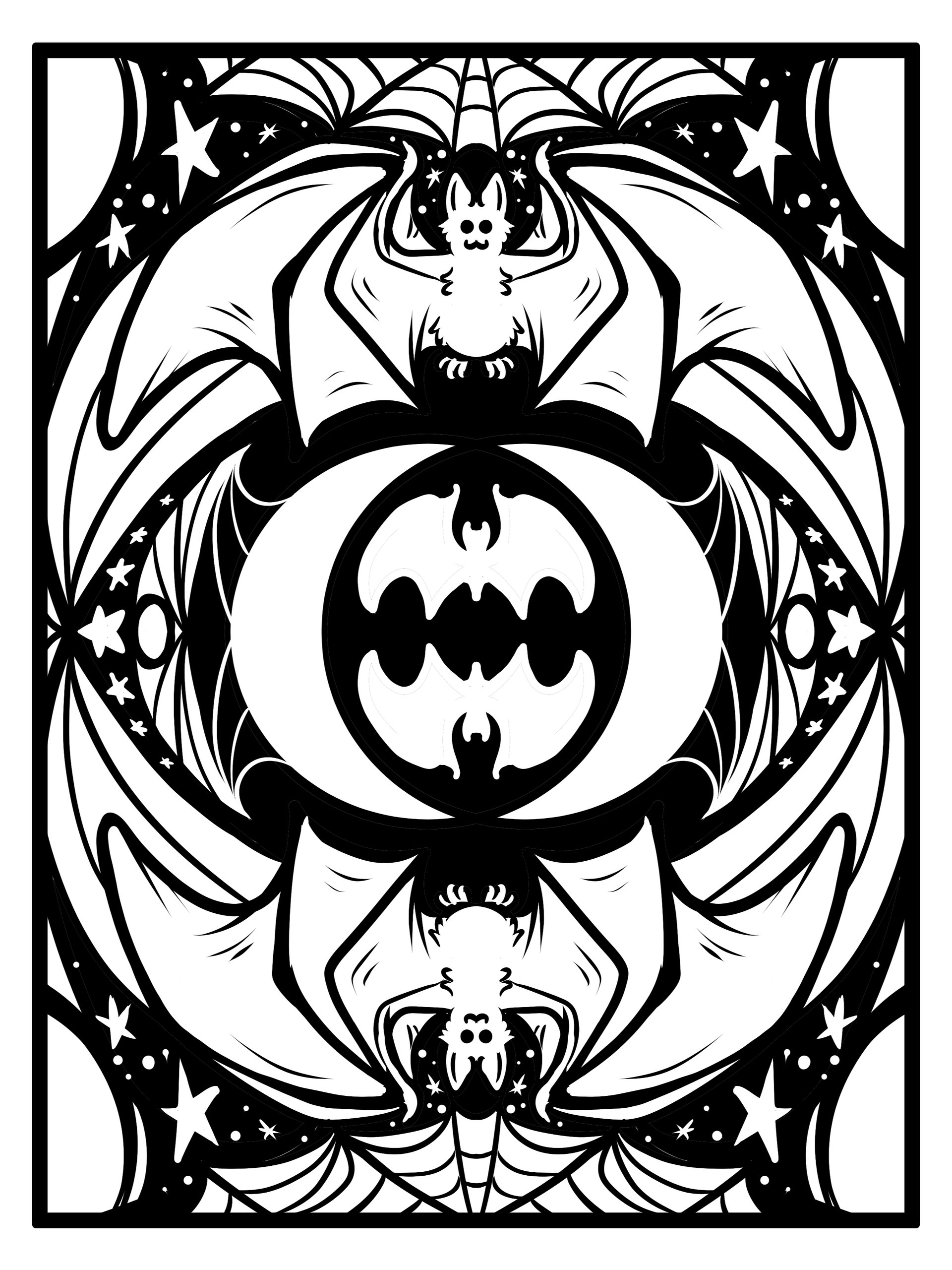 Cute Cartoon Bats - Halloween - Coloring Pages product image (1)