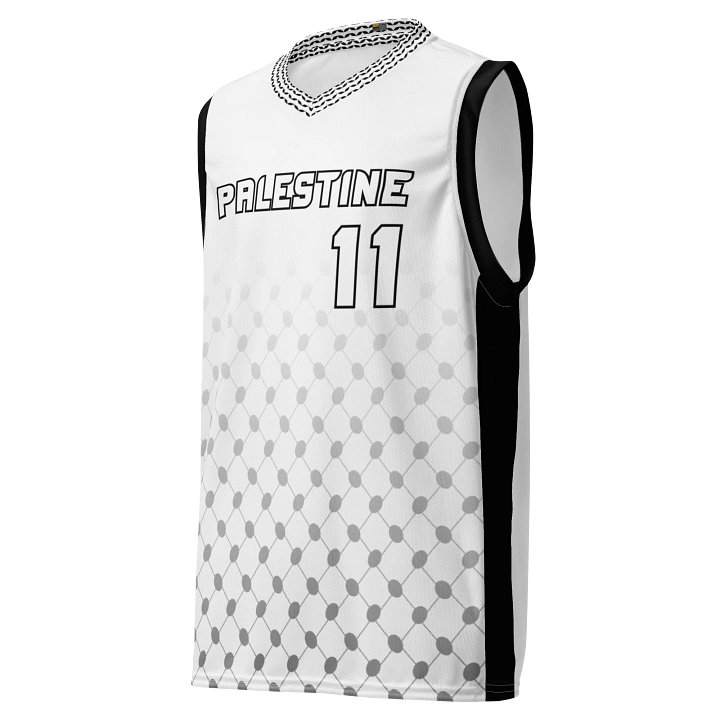Palestine Basketball Jersey Black and White Unisex product image (2)