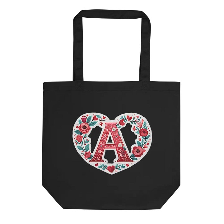 Valentine’s Monogram Letter A(4) Black Tote Bag product image (1)