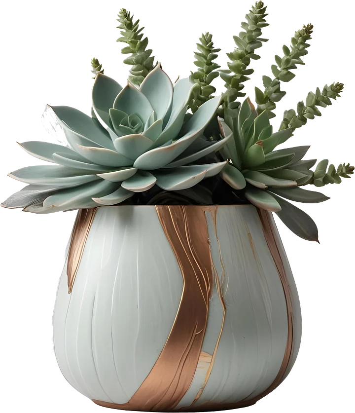 Gatsby Grace – Succulent Vase with Flowing Gold Accents PNG product image (1)