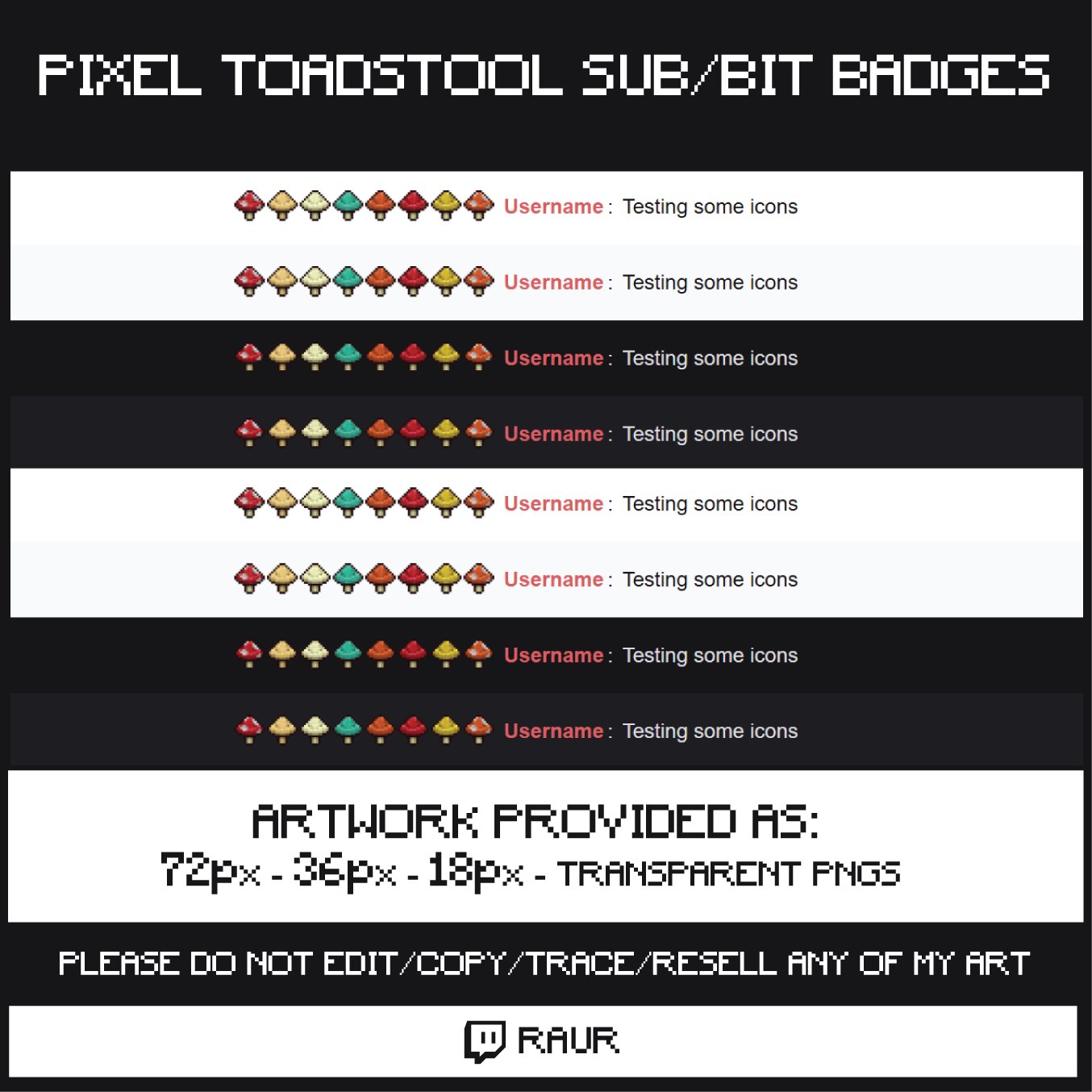 Twitch Pixel Toadstools - Sub/Bit Badges product image (2)