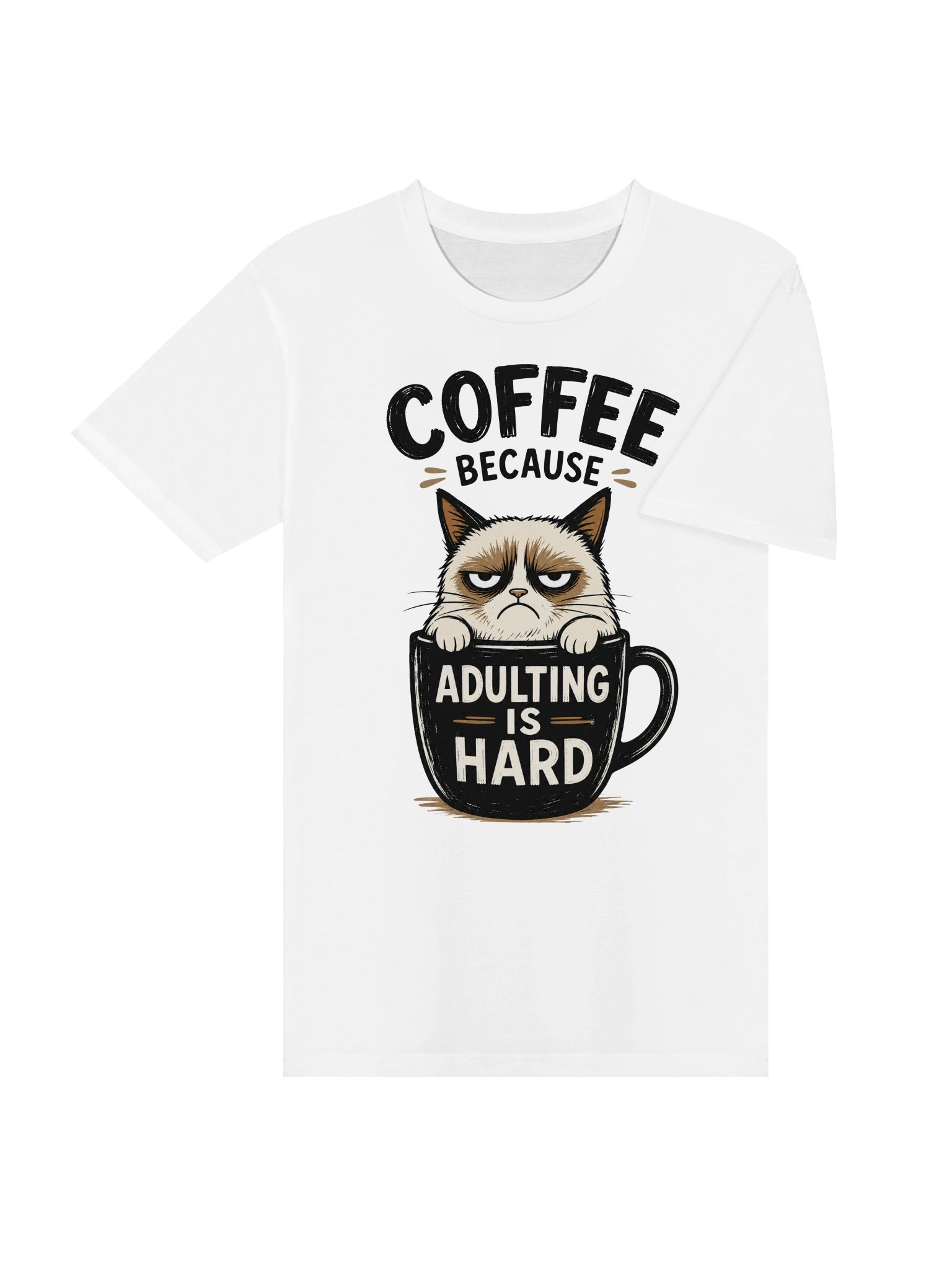 Coffee Because Adulting Is Hard Cat Tee product image (27)