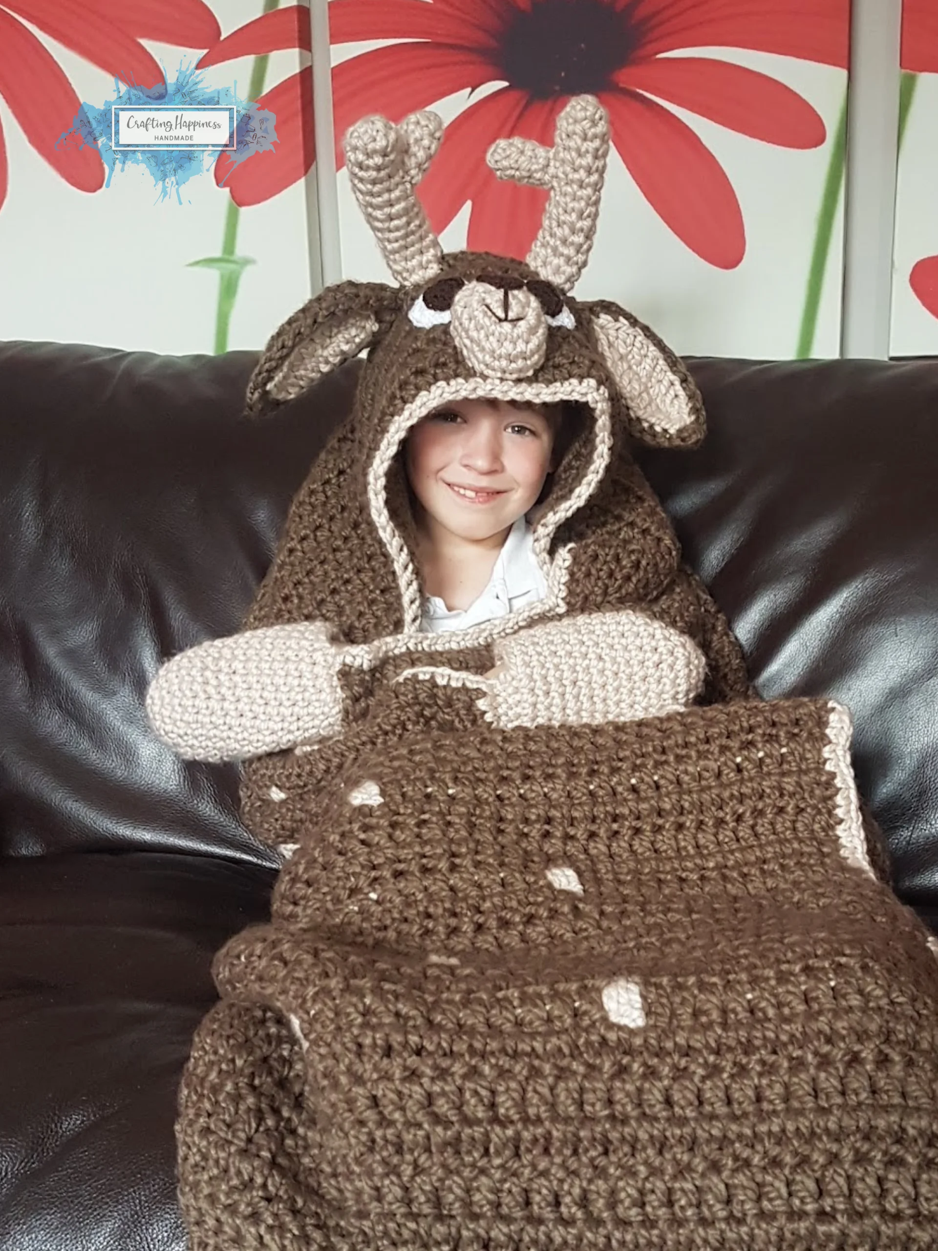 Deer Hooded Blanket Crochet | Chunky Animal Blanket (PDF Pattern product image (3)