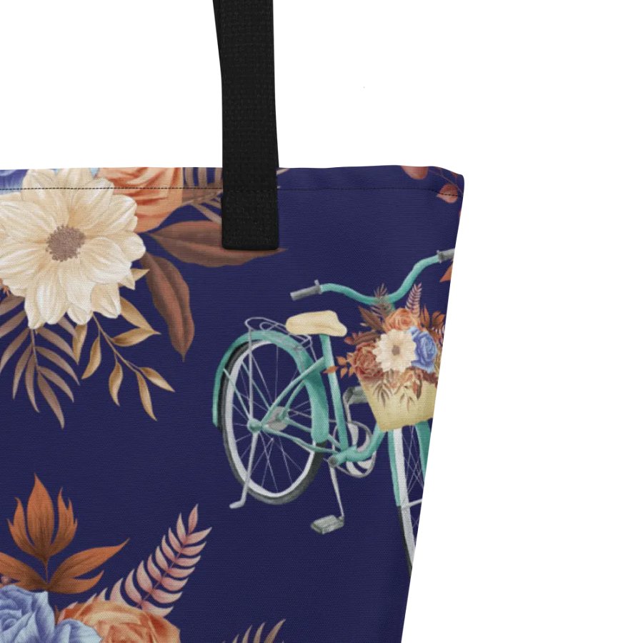 Retro Blue Blossom Tote Bage product image (4)
