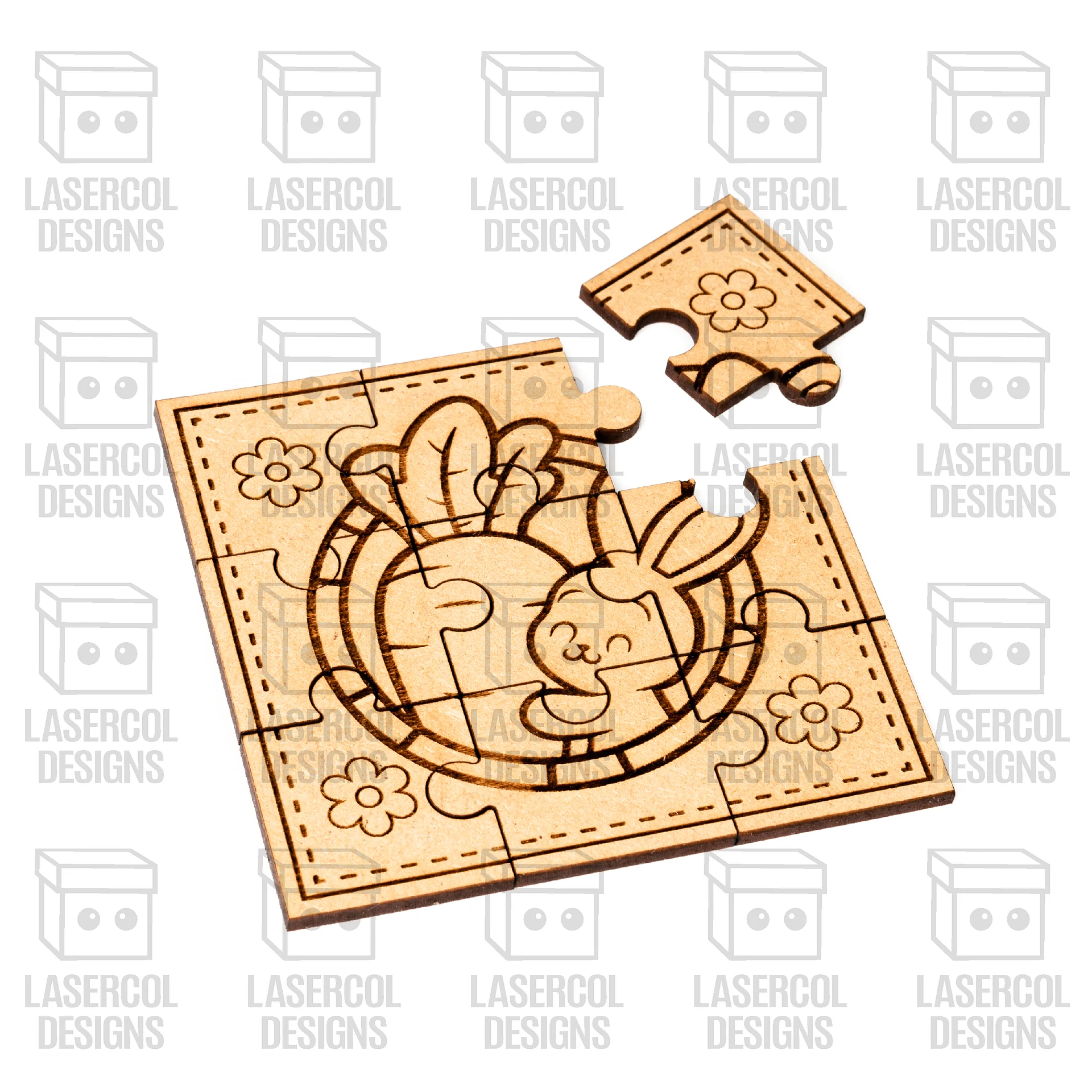 Easter Bunny Puzzle With Box Set 2 (2 Sizes) - Laser Cut Files product image (10)