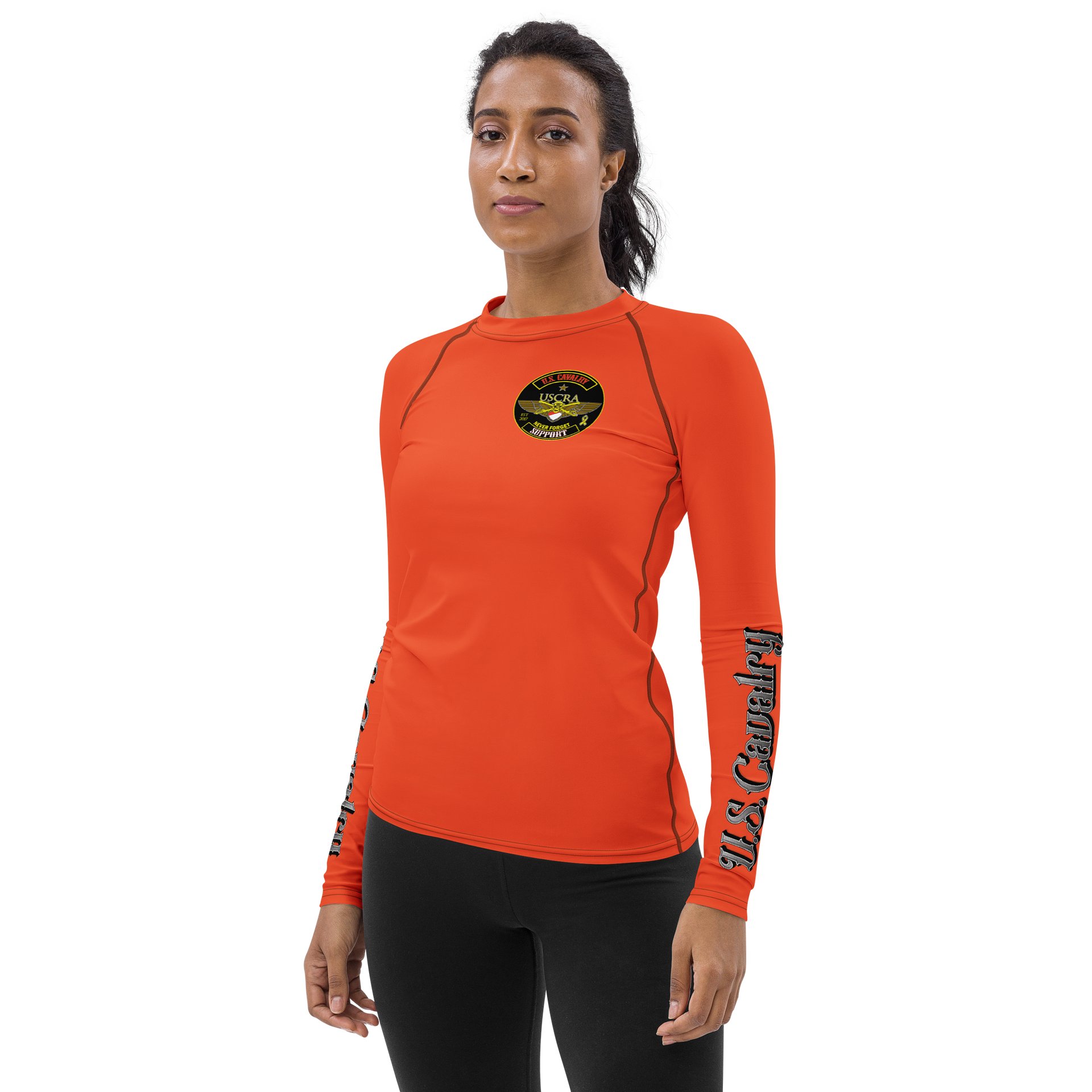 Women's USCRA Long Sleeve SUPPORT "Rash Guard"Tee Safety Orange product image (3)