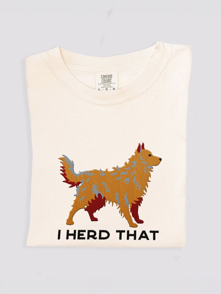 I Herd That T-Shirt(Embroidered) of a Hungarian Mudi(Tan) product image (1)