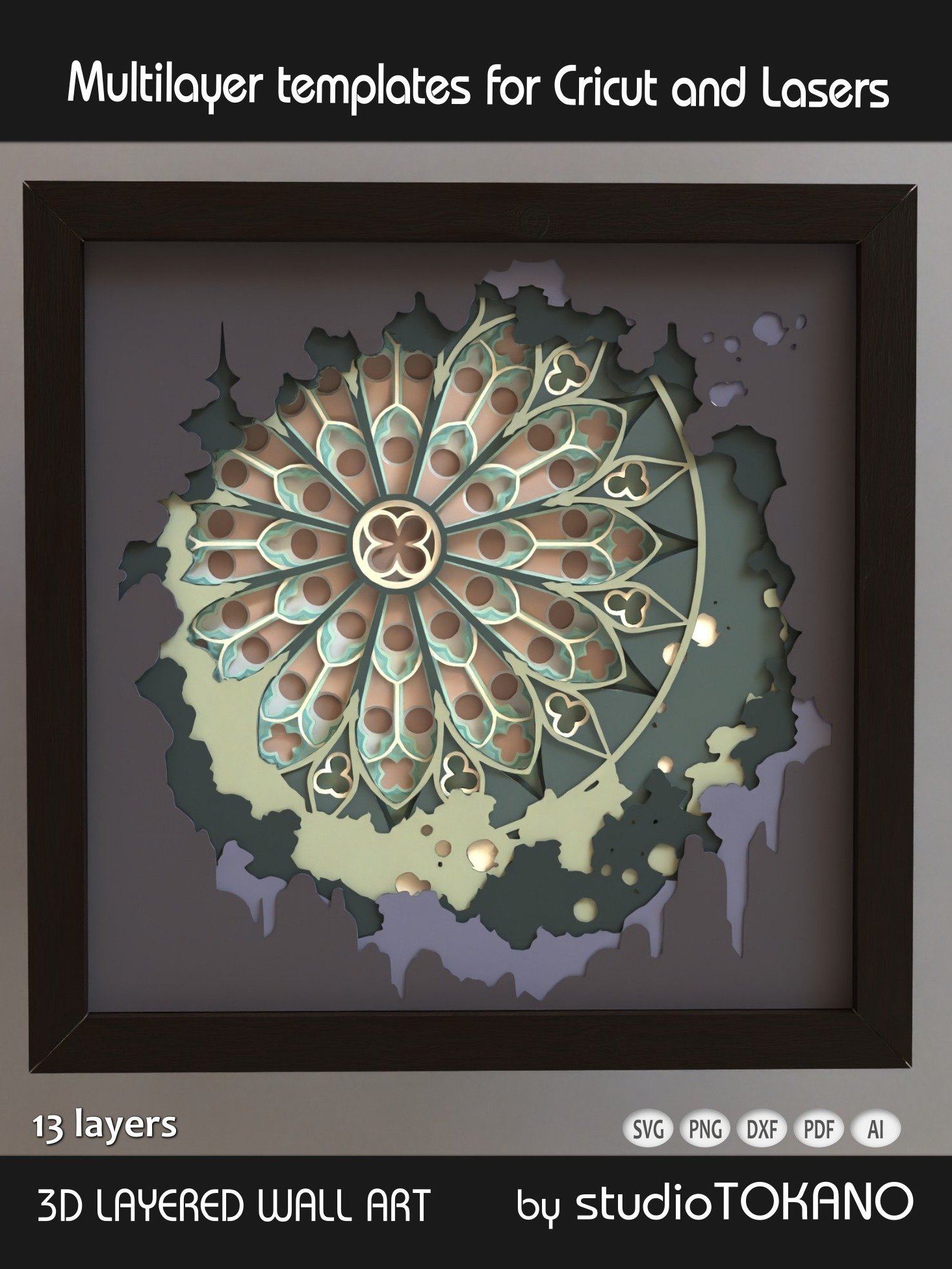 Gothic Rosa Shadow box SVG product image (3)