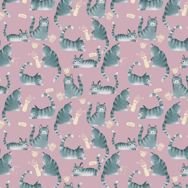 Bad Grey Tabby Cats Knocking Stuff Over