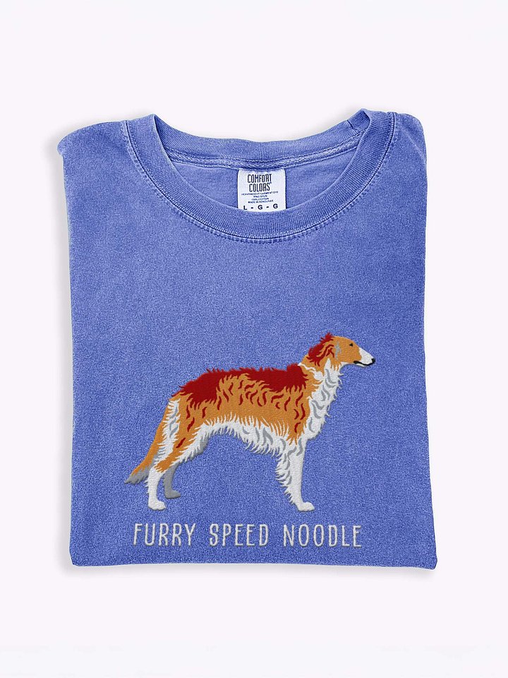 Furry Speed Noodle T-Shirt(Embroidered) of a Borzoi(Brown & White) product image (1)