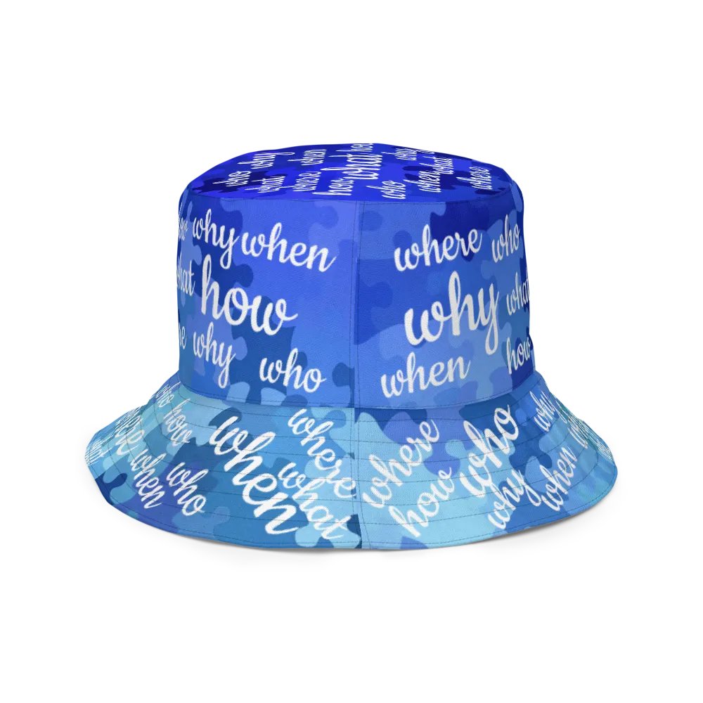 How Puzzling Blue Reversible Bucket Hat product image (4)