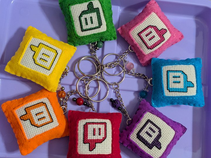 Cross-stitch Twitch Felt Keychain product image (2)