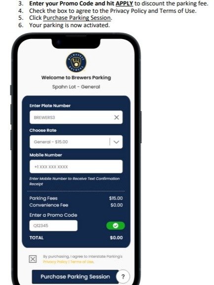 July 18 Brewers Game Parking – Spahn Lot Promo Code product image (1)