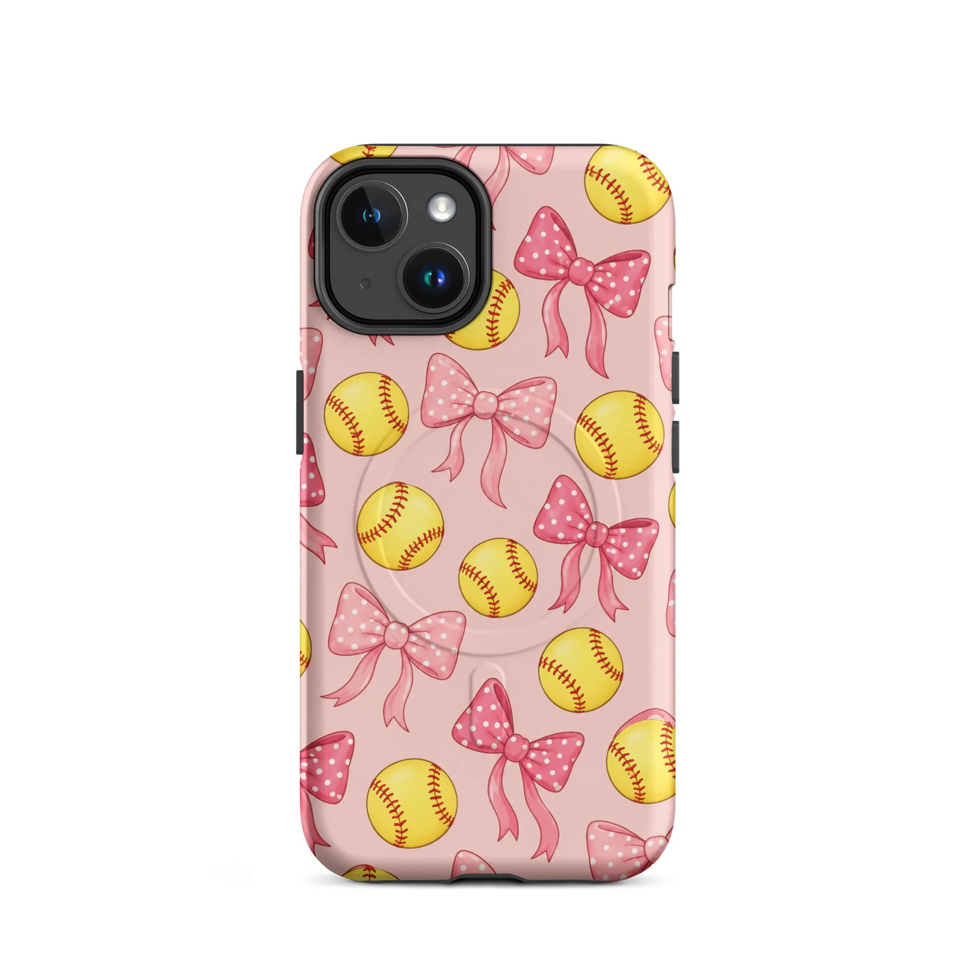 Pink Bow & Softball Phone Case | Coquette Softball Mom MagSafe Tough Case product image (2)