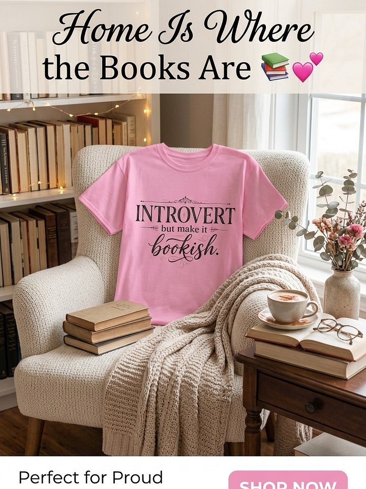 "Introvert But Make It Bookish" Premium Dark Academia Tee product image (2)