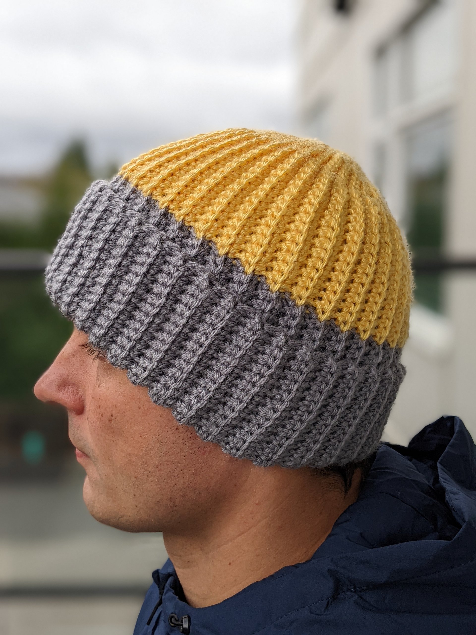 Two-Color Crochet Men’s Hat Pattern with Double Brim product image (2)