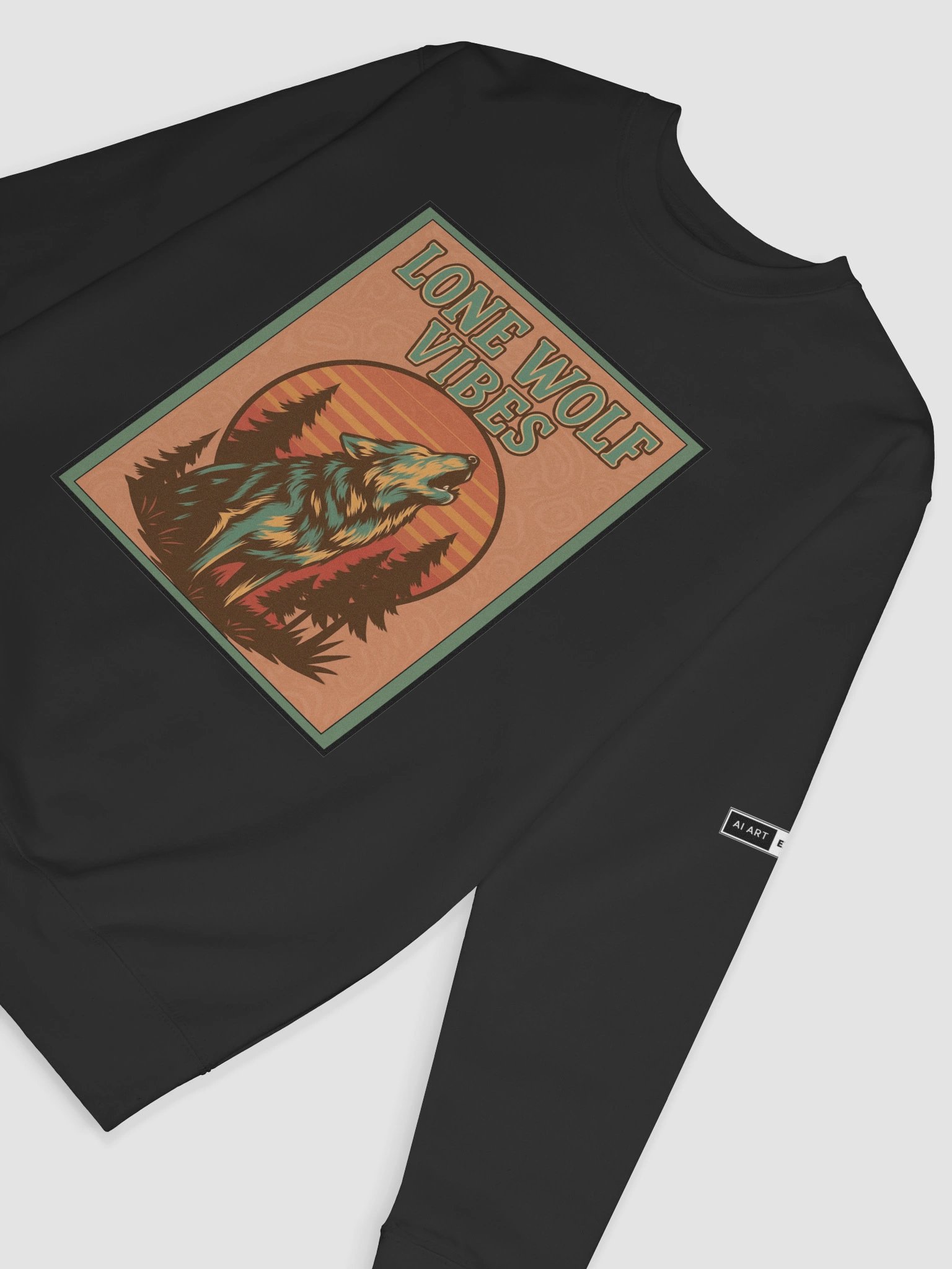 "LONE WOLF VIBES" premium cotton sweatshirt product image (3)