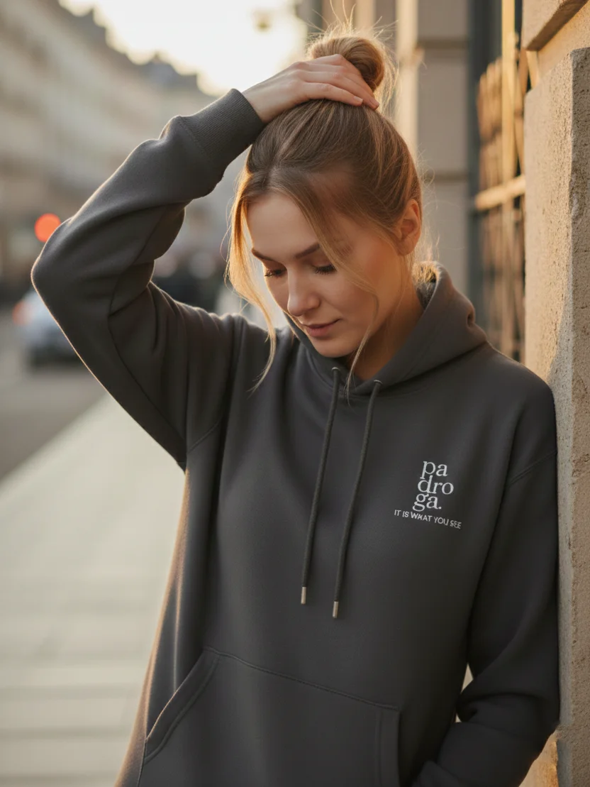 padroga. vintage black hoodie vertical logo product image (8)