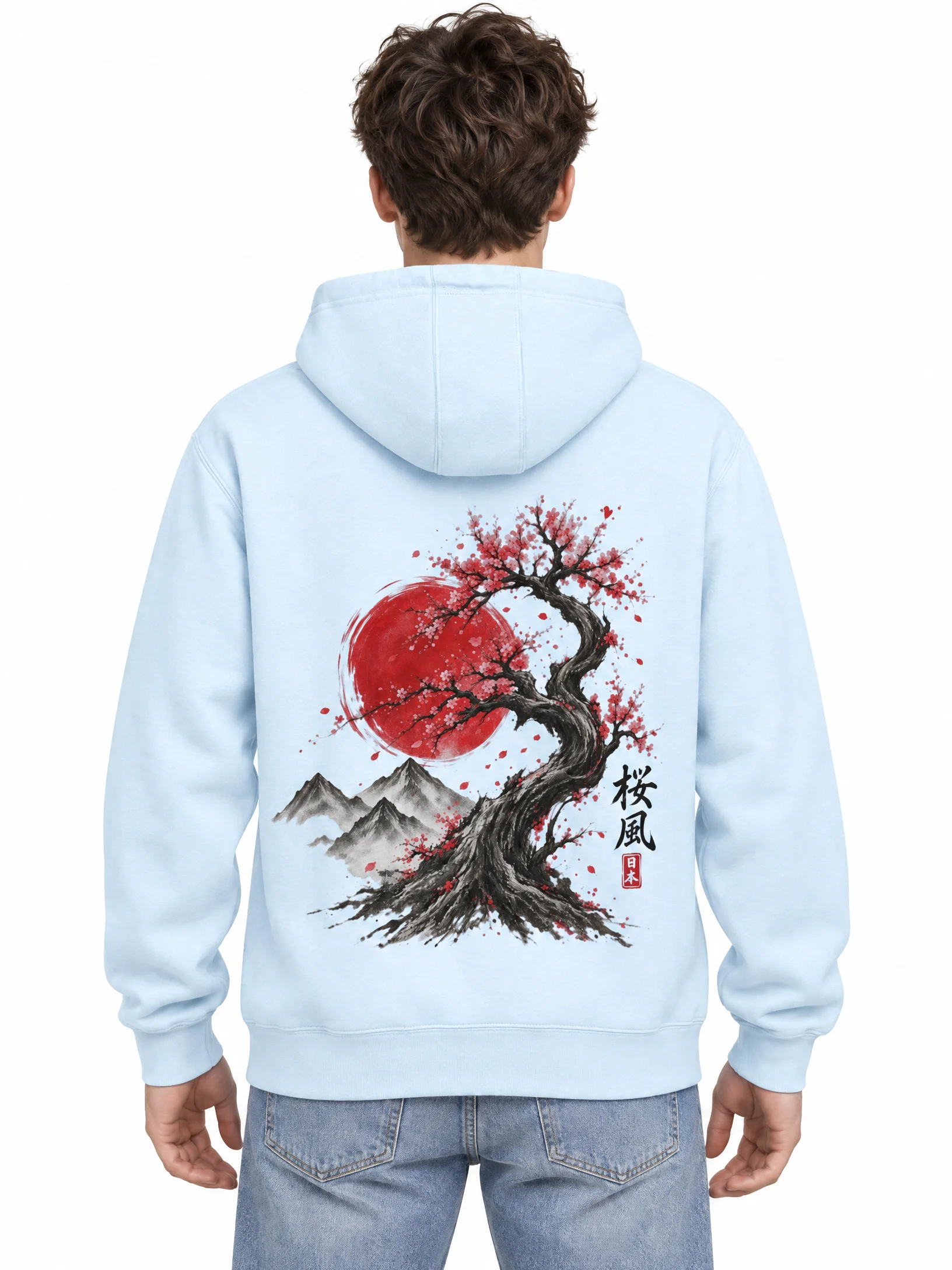 Japanese Crane & Sakura Bonsai Hoodie | Cherry Blossom product image (2)