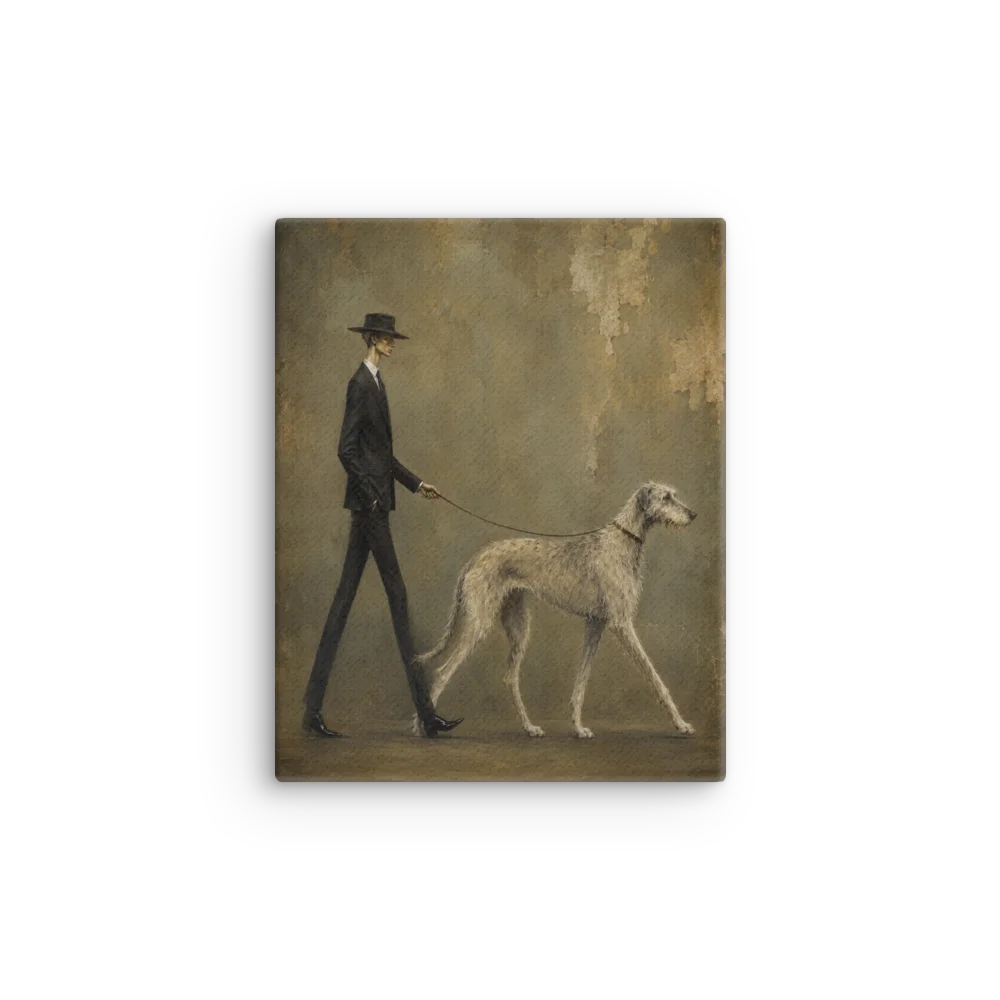 The Long Walk - Irish Wolfhound & Gentleman Wabi-Sabi Canvas Wall Art product image (1)