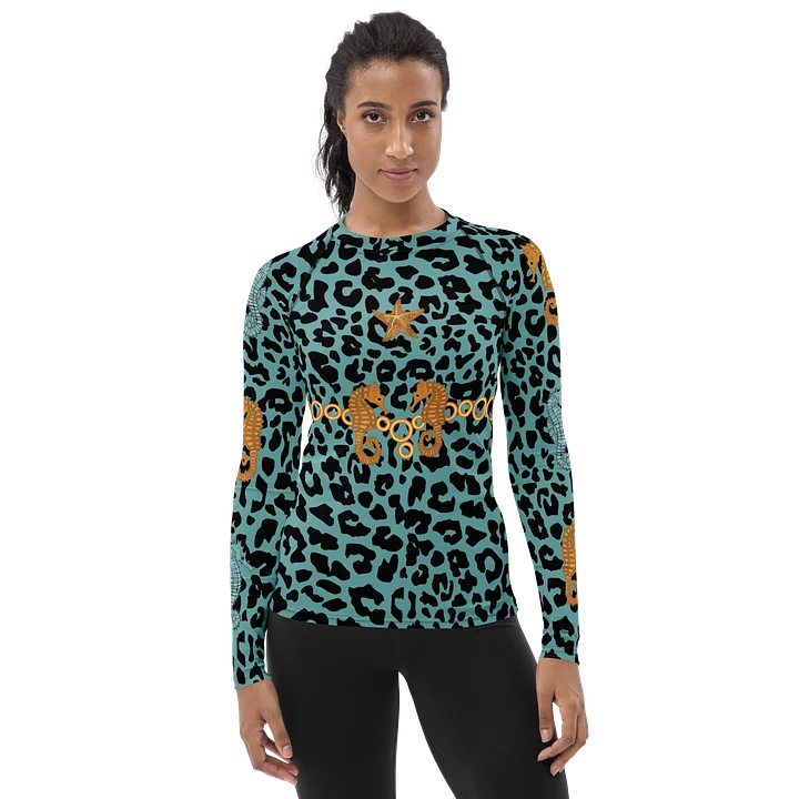 Seahorse blue leopard Women's Rash Guard product image (1)