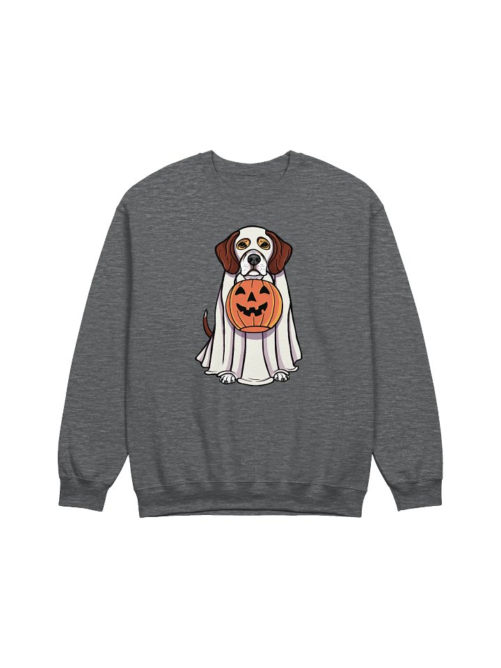 Funny Halloween Beagle(Red Tricolor) Sweatshirt | Funny Beagle Wearing a Ghost Costume and Holding a Pumpkin Basket product image (1)