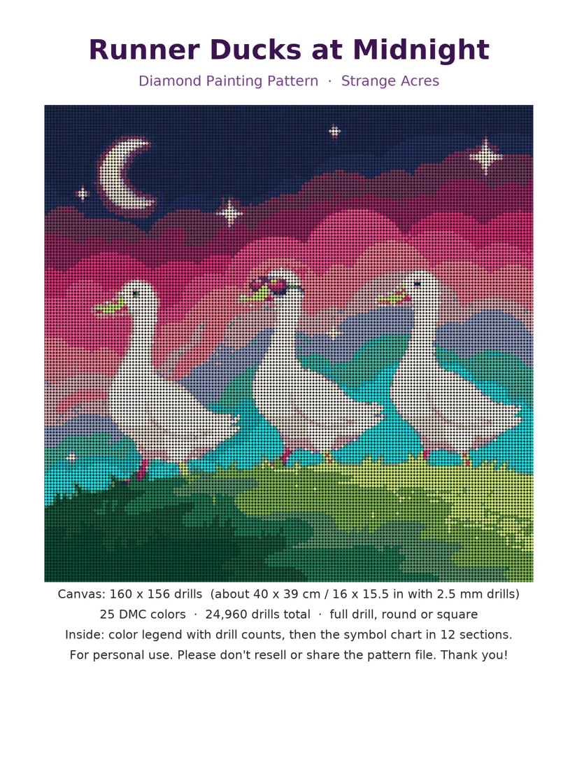 Runner Ducks at Midnight: Diamond Painting Pattern (PDF Download) product image (1)