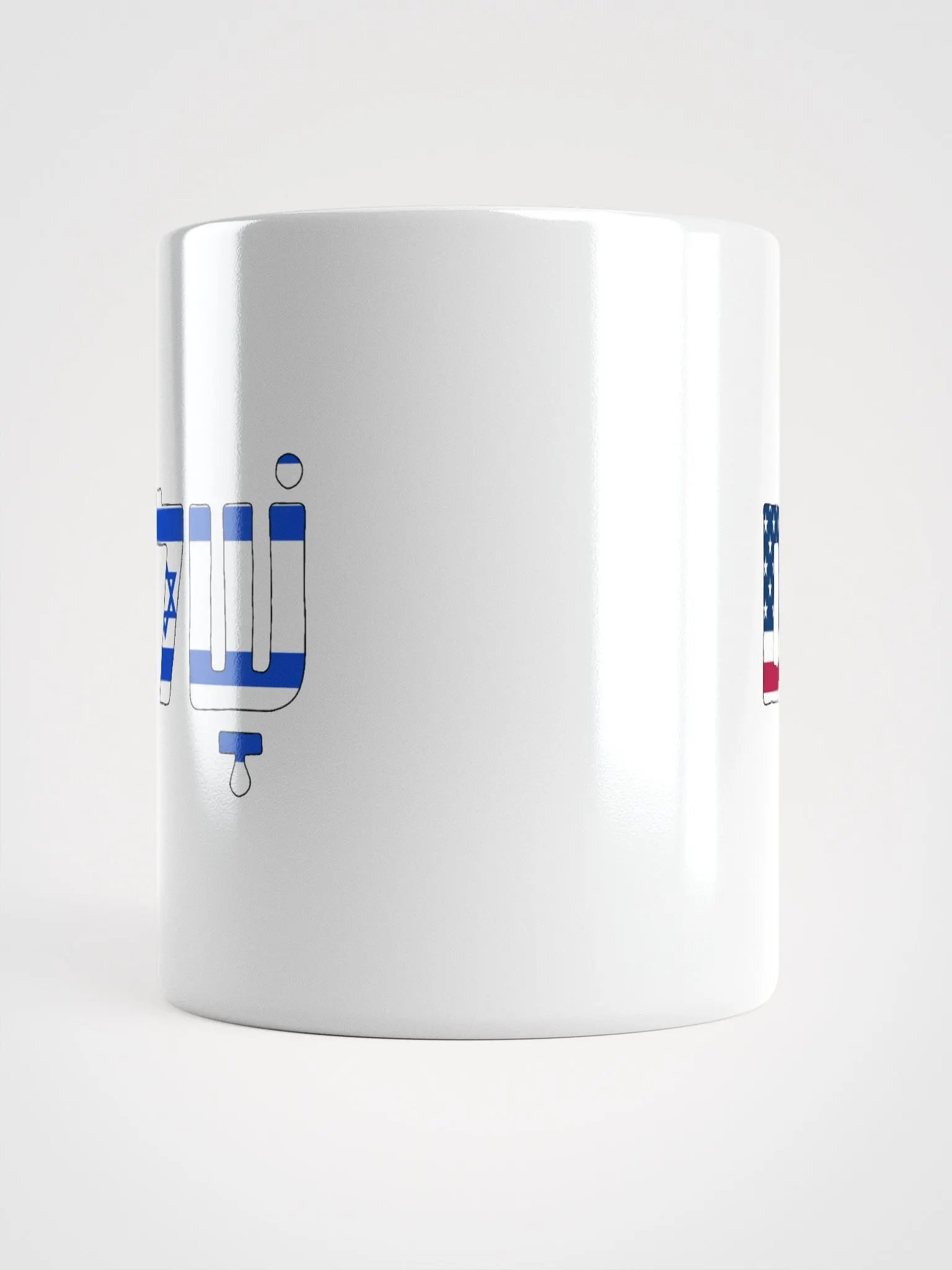 Shalom (שלום) - USA & Israel Flags on White Glossy Mug product image (5)