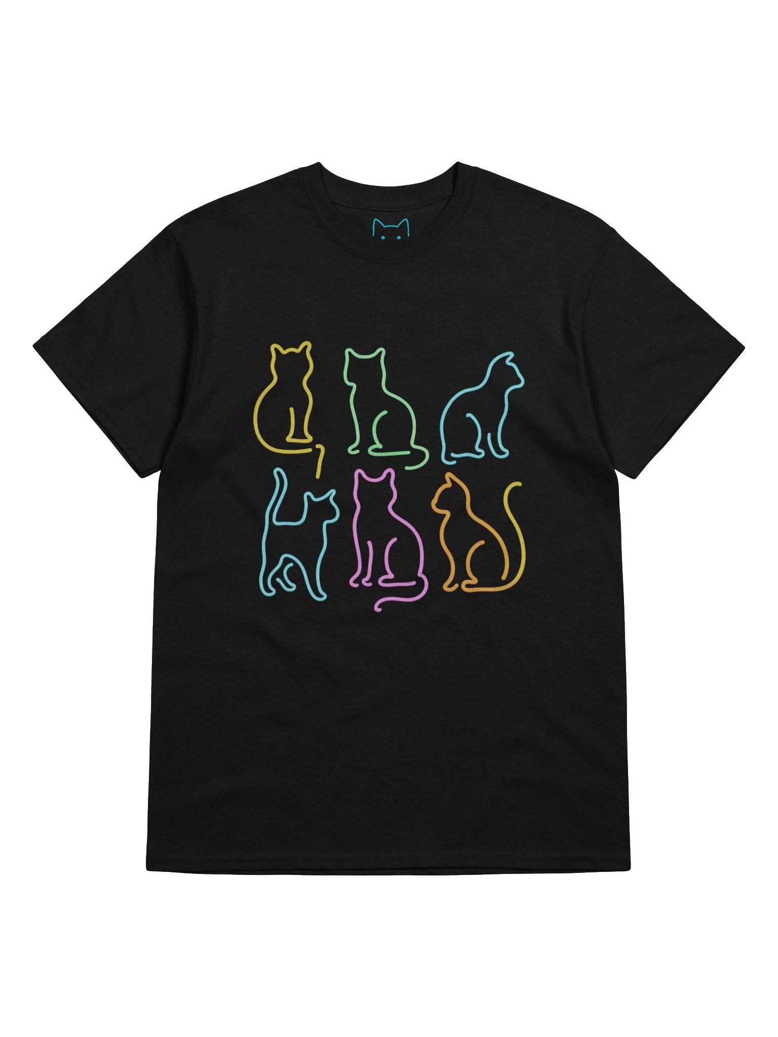 Neon Lights Cat Outlines Boxy Fit Unisex T-Shirt product image (40)