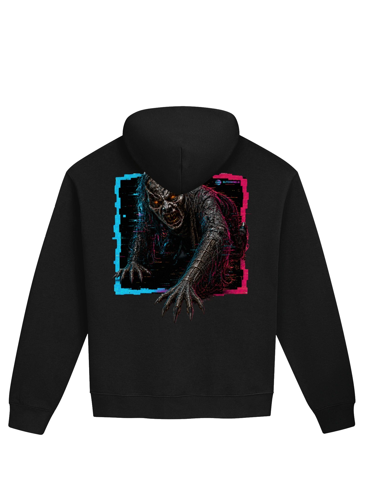 GlitchMind AI — Crawling Ghoul Premium Back Graphic Hoodie product image (2)