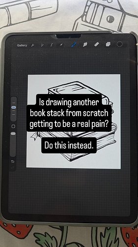 When drawing a book stack from scratch feels repetetive, do this instead.

If you want more bookish PNGs like this, see the e...