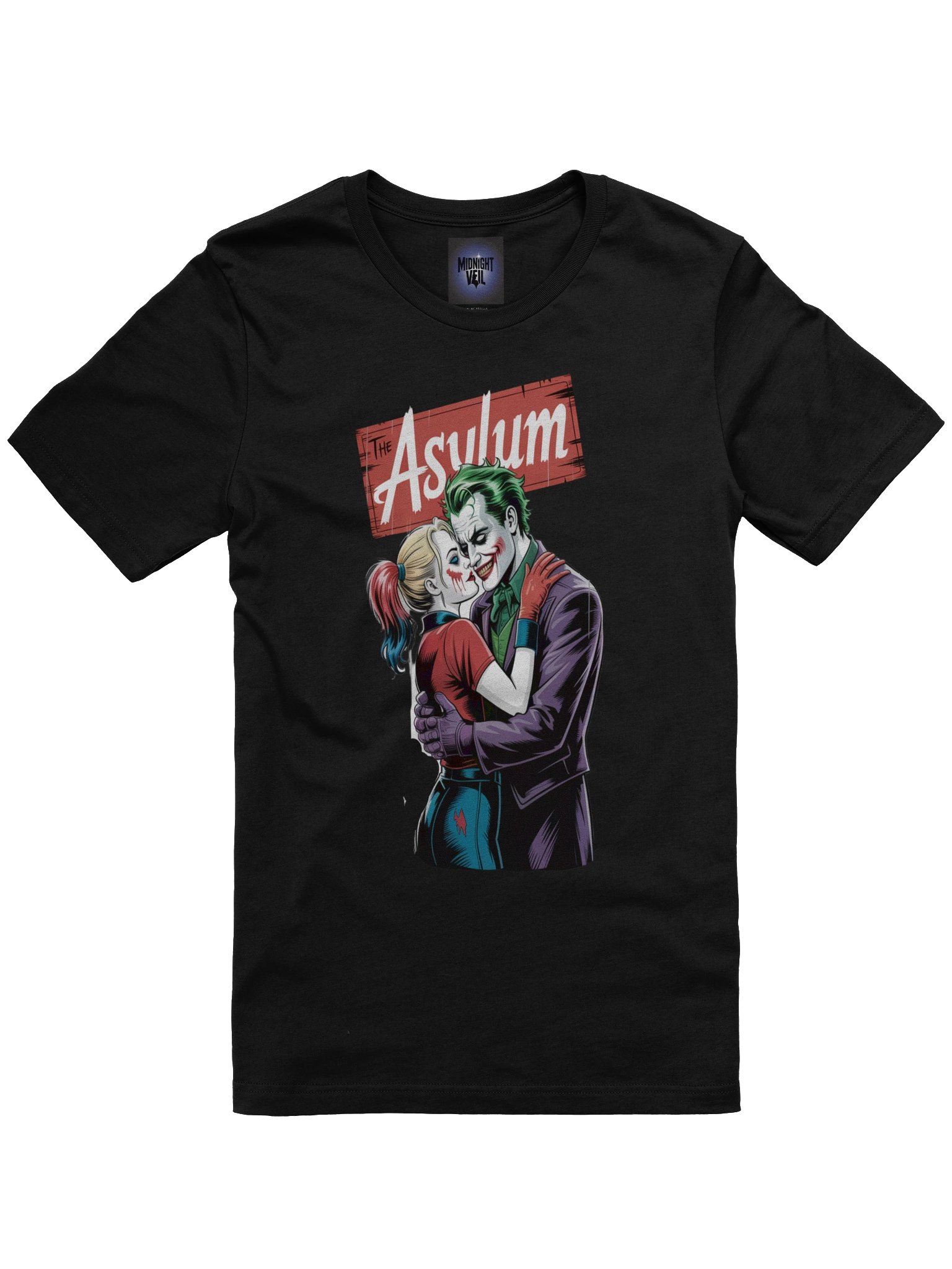 The Asylum Embrace: Joker and Harley Quinn's Madhouse Mingle Graphic Tee product image (3)