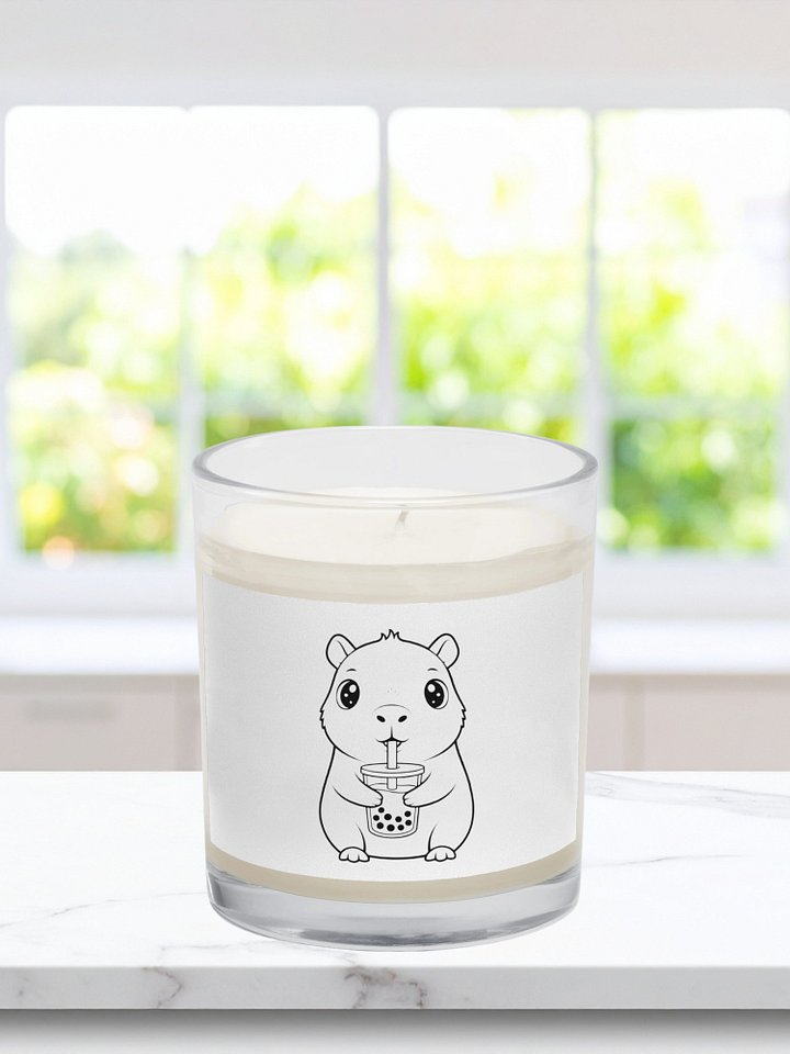 Capybara Gifts Kawaii Animal Drinking Bubble Tea Candle, Minimalist Soy Wax Cute Décor product image (1)