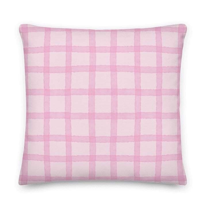 SOFT PINK GINGHAM WATERCOLOR COTTAGE PILLOW product image (1)