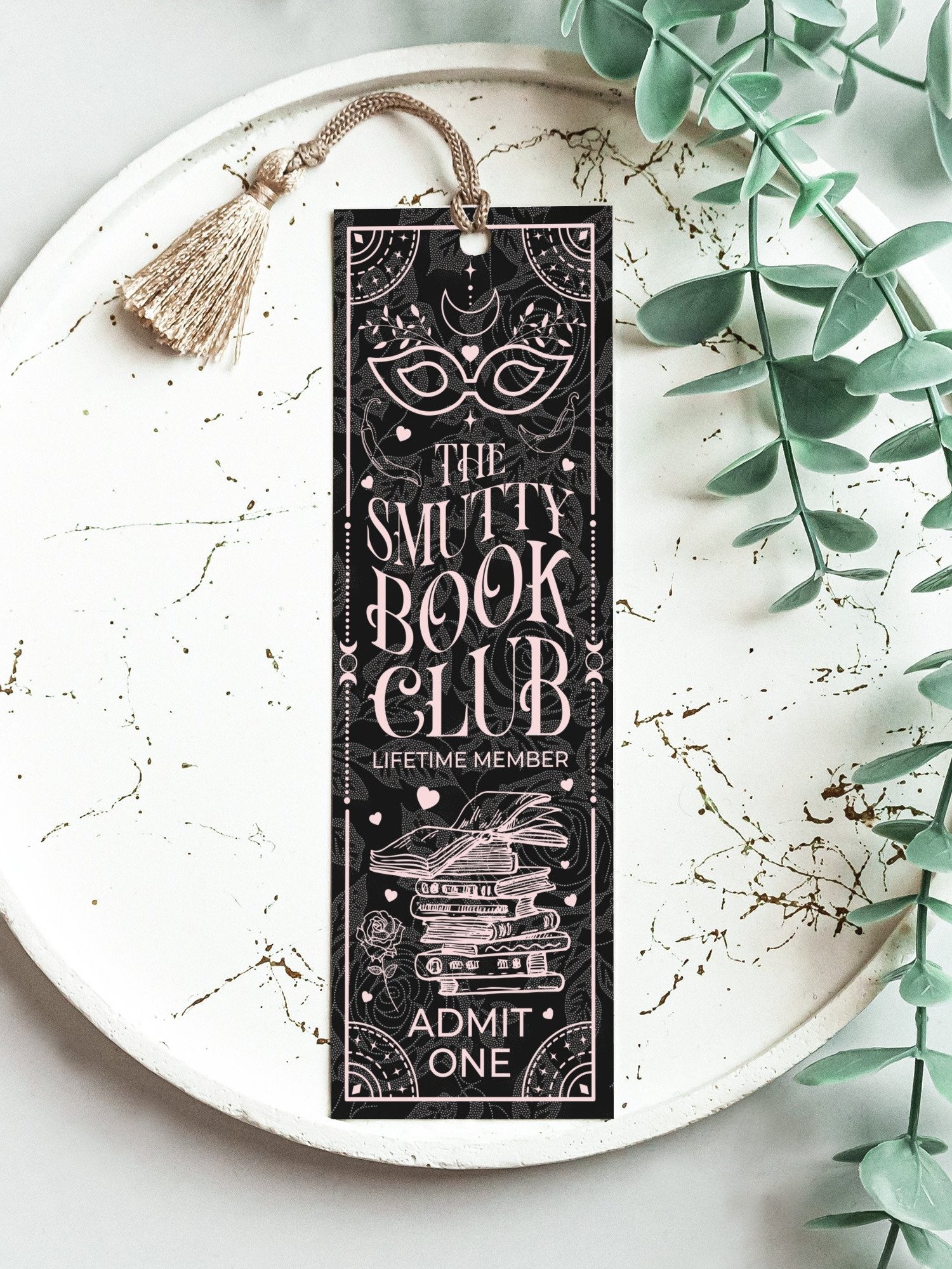 Smut Bookmark Dark Romance Book Club Boho Black Pink PNG, Printable Bookmarks, Bookish Merch, Digital Download, DIY Gift for Reader product image (4)
