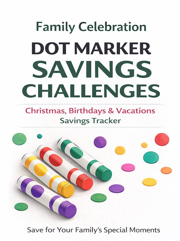 Family Celebration Dot Marker Savings Challenges Printable Savings Tracker product image (1)