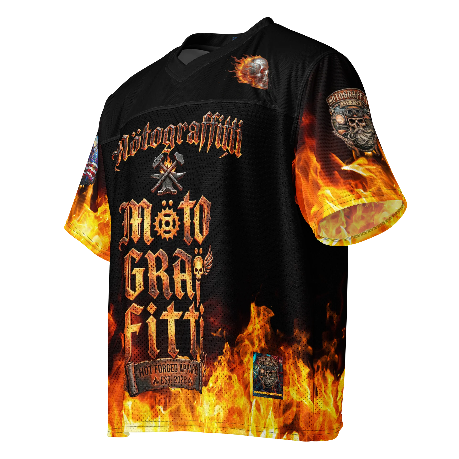 MötoGraffitti Biker Trash - Fiery Forge Football Jersey product image (3)
