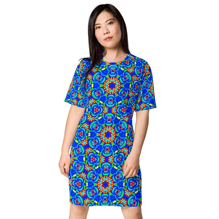 Persion Floral Blue T Shirt Dress product image (1)