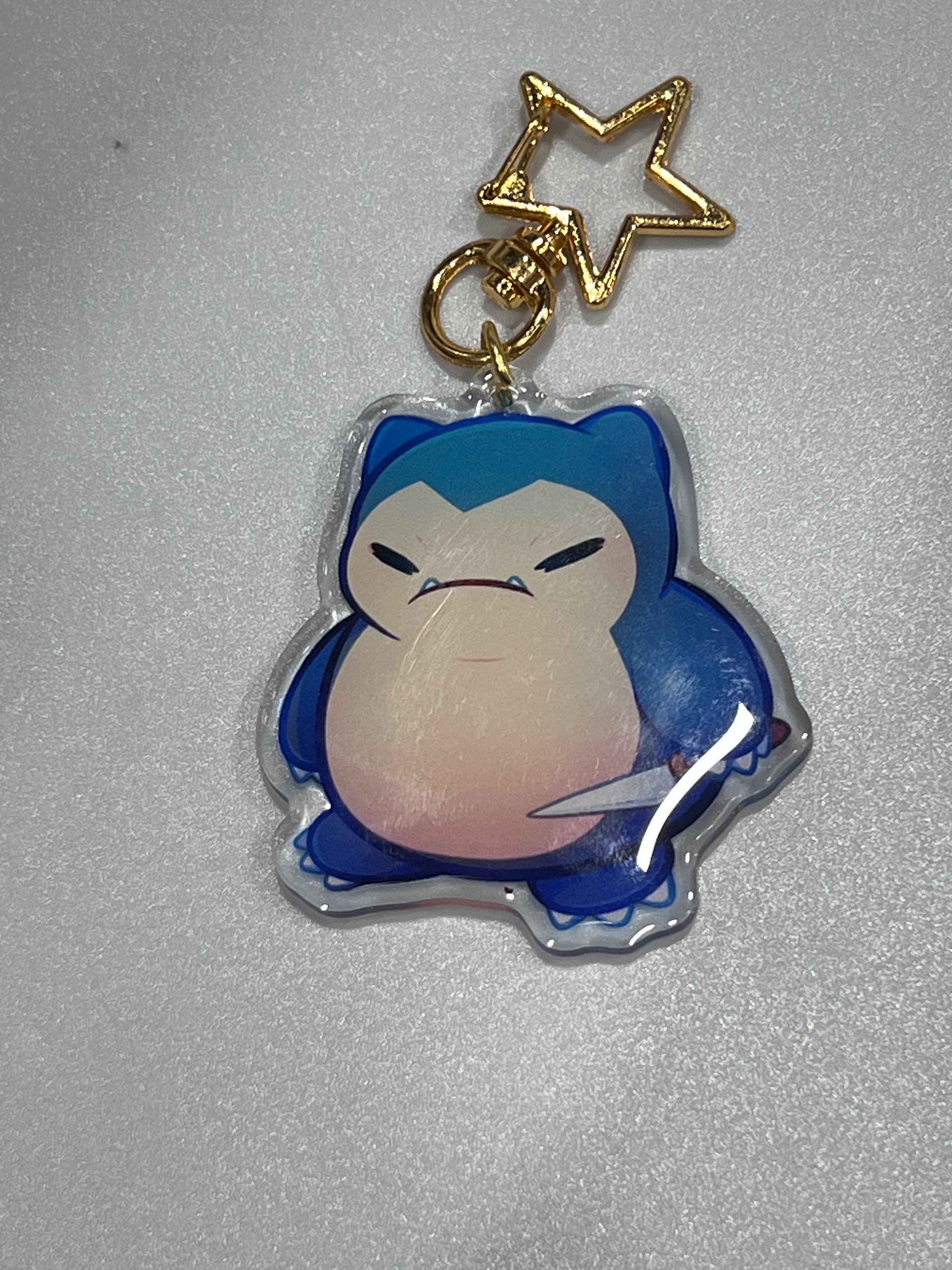 Angy Snorlax w/ knife - Epoxy Charm product image (1)