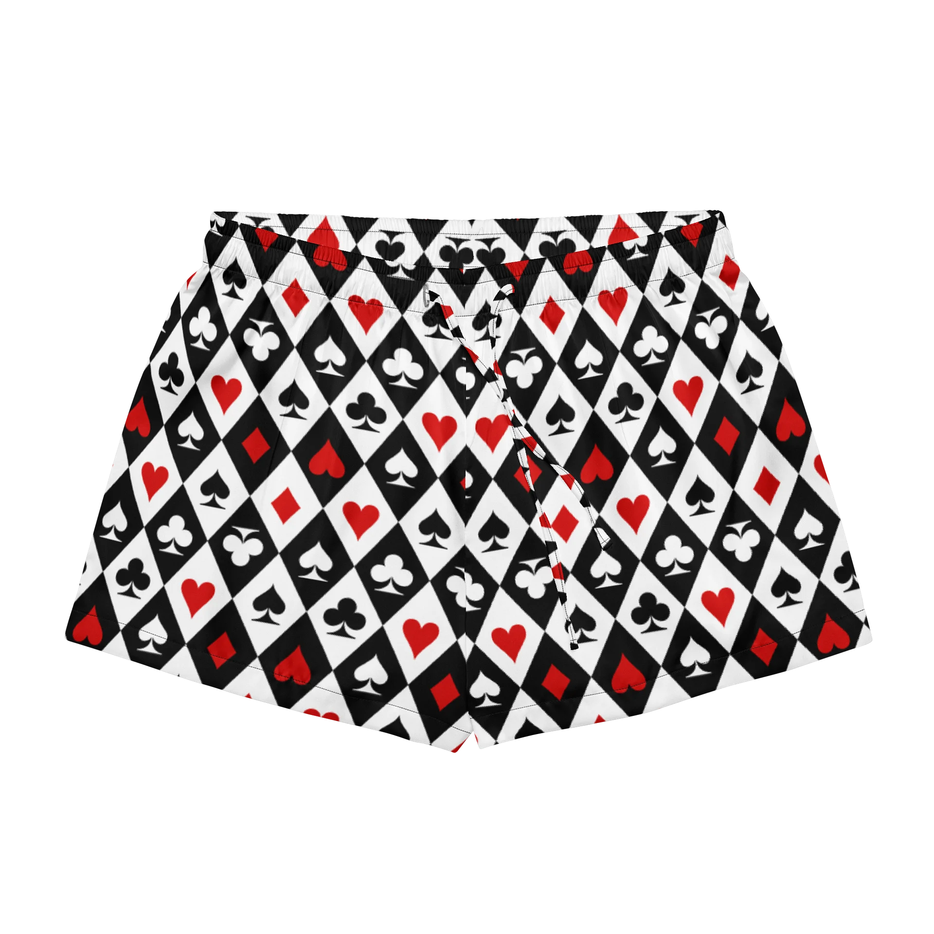 Retro Playing Card Suits Argyle All-Over Print Women's Pajama Shorts product image (1)